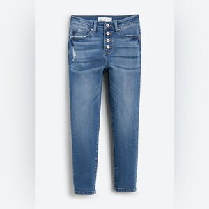 KanCan Brenda Mid Ride Exposed Button Fly Capri Jean Indigo 2 STITCH‎ FIX NWT